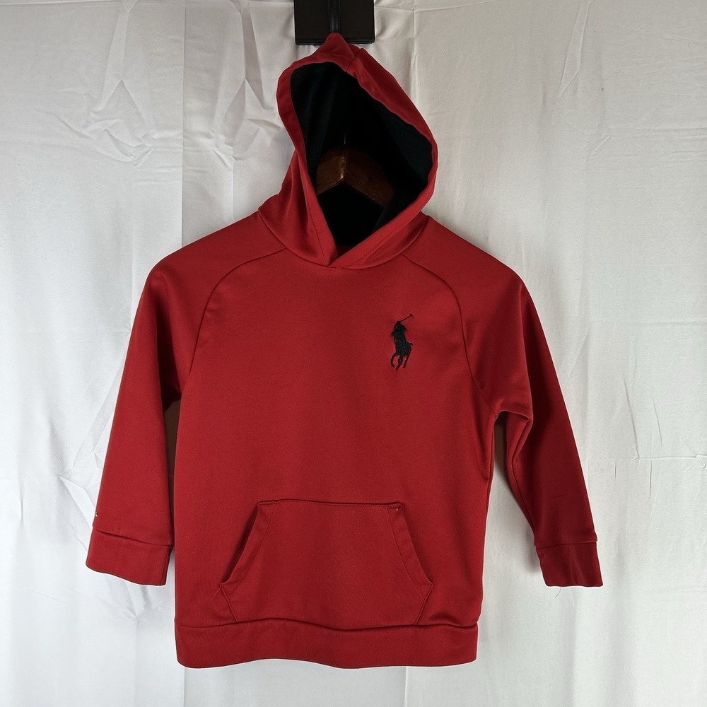 Polo Ralph Lauren Youth Fleece Pullover Hoodie Sweatshirt Big Pony‎ Red Size 7